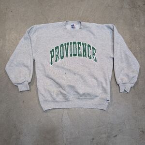 VTG 90s Russell Athletic Uni of Providence Grey Sweatshirt Mens L Paint Stains
